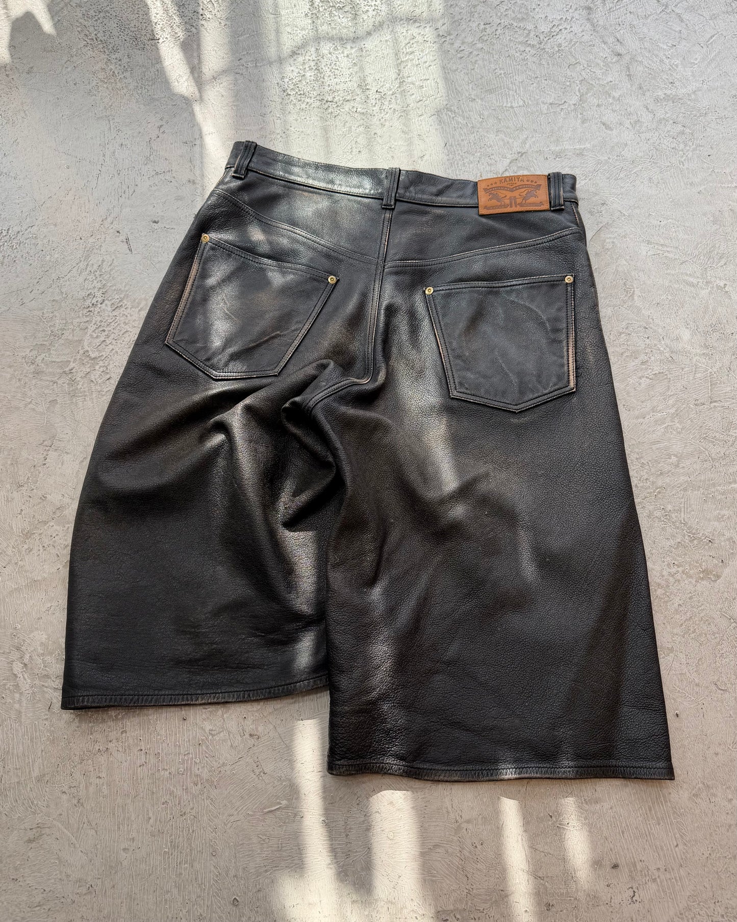 KAMIYA Leather Bermuda Pants