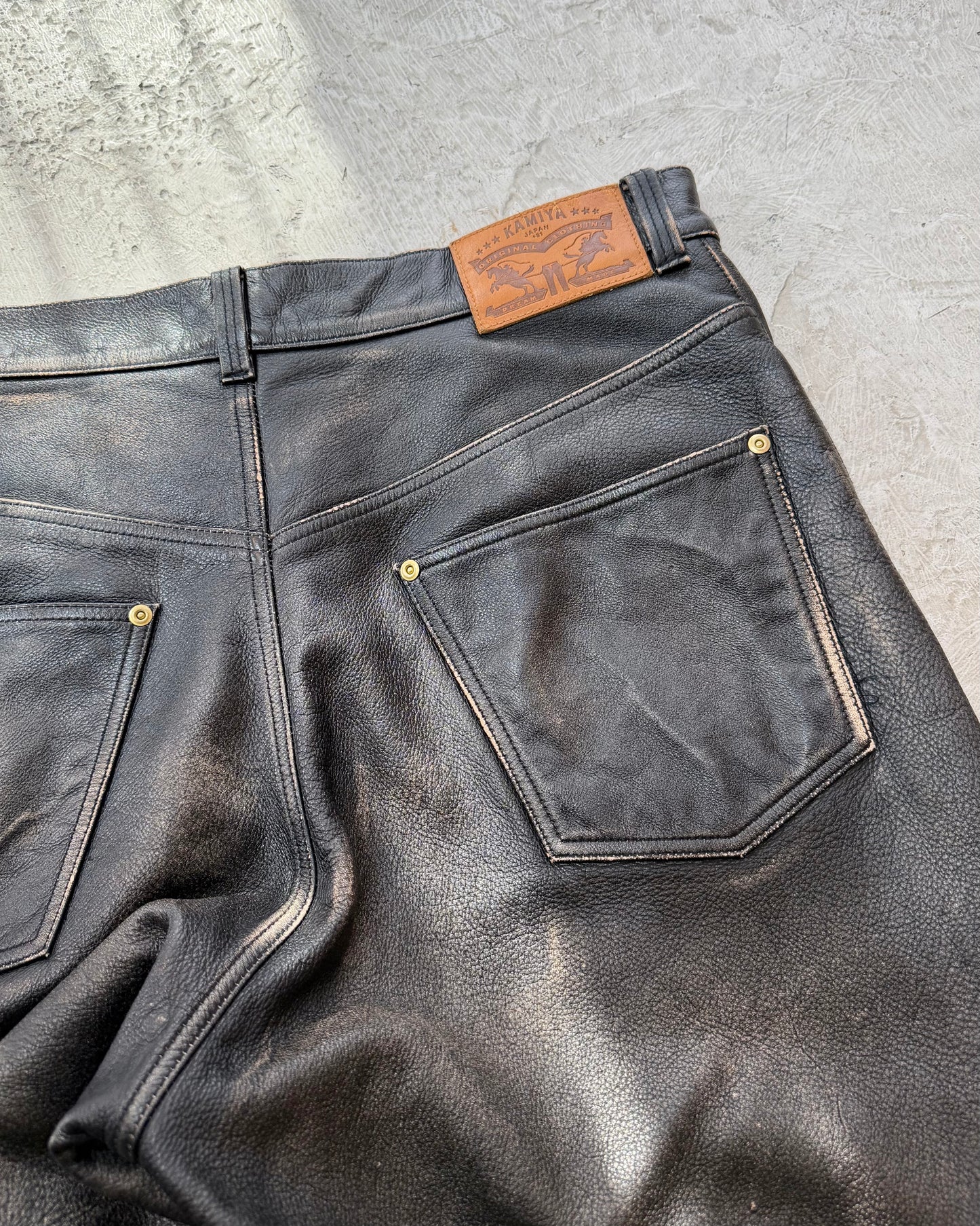 KAMIYA Leather Bermuda Pants